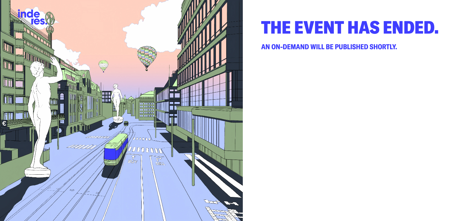 The event page moments after a broadcast ends, on the customer's own branding: the audience is told there that the event has ended and the on-demand will be published shortly